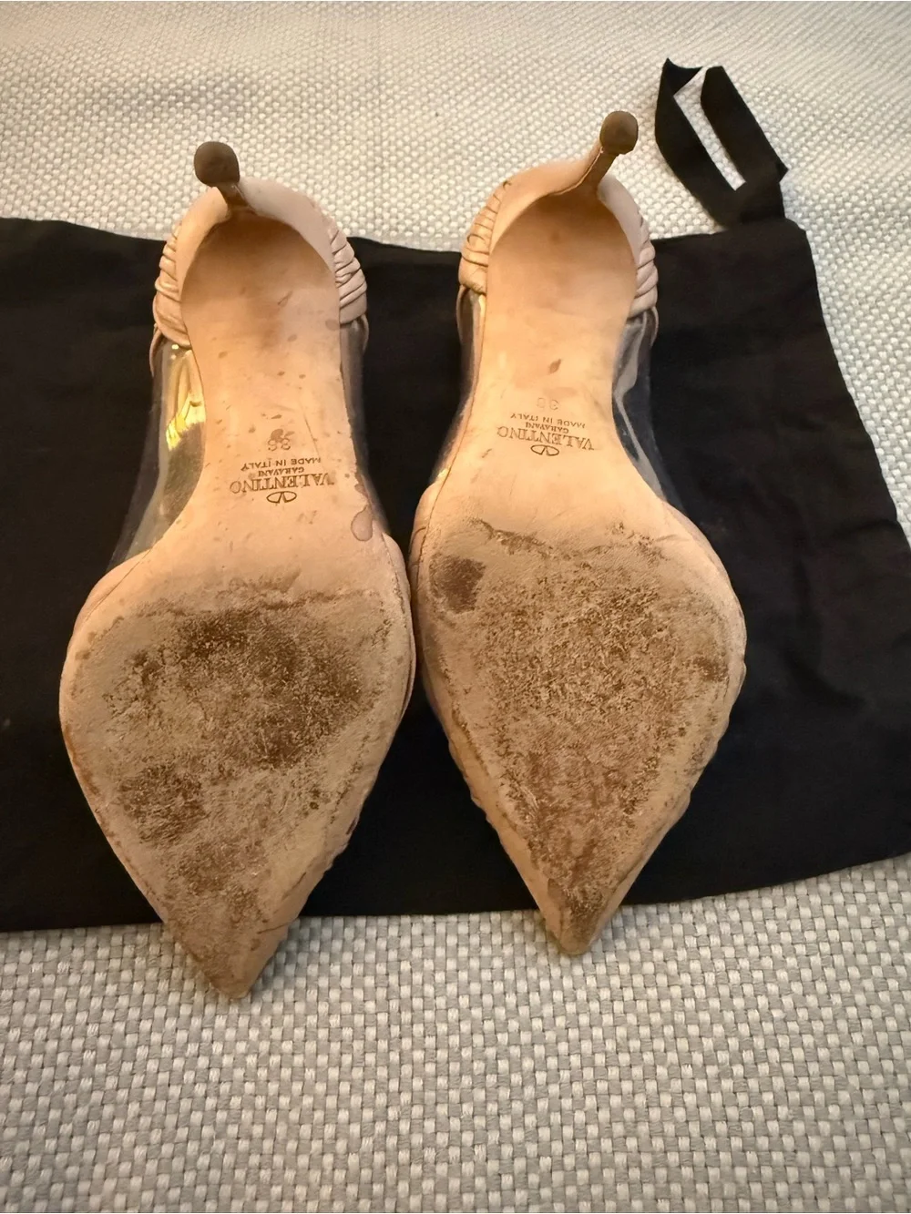 Valentino Nude Pointed-Toe Leather Stiletto Pumps
